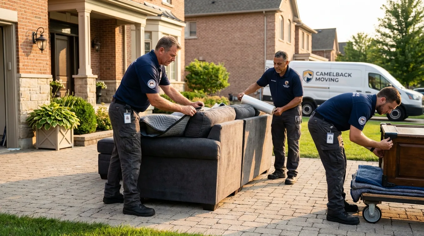 Large estate moving crew wrapping furniture in El Campo, TX